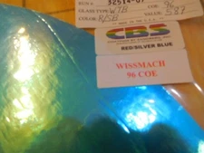 Dichroic Glass:CBS 96 COE Red/Silver/Blue on Flat Thin Black - 3"Sq