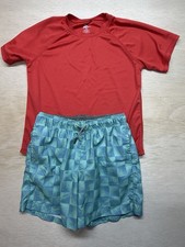 Kanu Surf Art Class Boys Swim Set Size L 12 / XL 14 Red Rash Guard Shorts