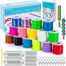 Lanyard String, 15 Rolls Gimp String, Plastic String Lacing Cord, Boondoggle ...