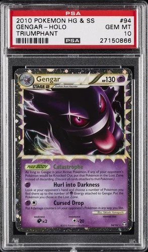2010 POKEMON HEARTGOLD & SOULSILVER TRIUMPHANT #94 GENGAR-HOLO PSA 10