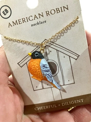 3D Bird Robin Necklace 18” Chain Gift For Her image 5