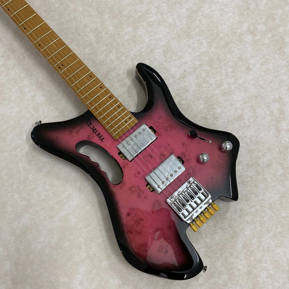 Pink&Balck Headless Electric Guitar Solid Body Burl veneer maple fingerboard - Image 2 of 4