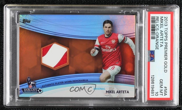 2013 English Premier Gold Jersey Relics Orange 10/11 Mikel Arteta PSA 10 0cp0