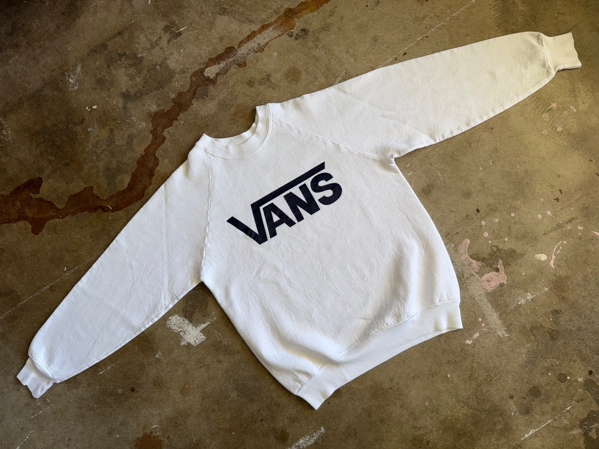 80s VINTAGE VANS OFF THE WALL SKATE SHOES SWEATSHIRT SZ S 