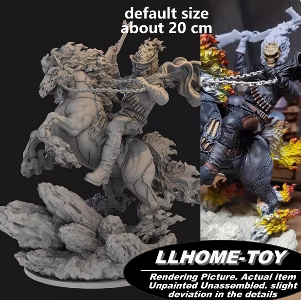 Anime Character Ghost Rider ride a horse Resin 3D Print GK Figure DIY Model