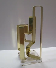 1970'S ABSTRACT METAL SCULPTURE MODERNISM CUBISM GEOMETRIC HARD LINE EDGE LISTED