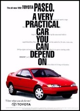 1992 Toyota Paseo Vintage Advertisement Print Art Car Ad J738