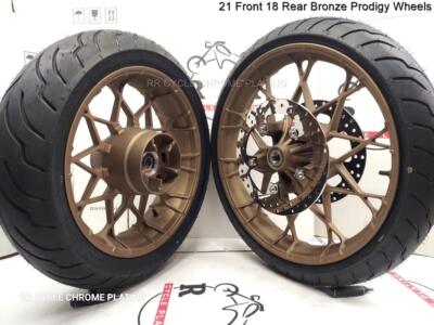 Harley Bronze 21'' F 18'' R Prodigy Wheels Dunlop Tires Rotors 09-23 Street Glide