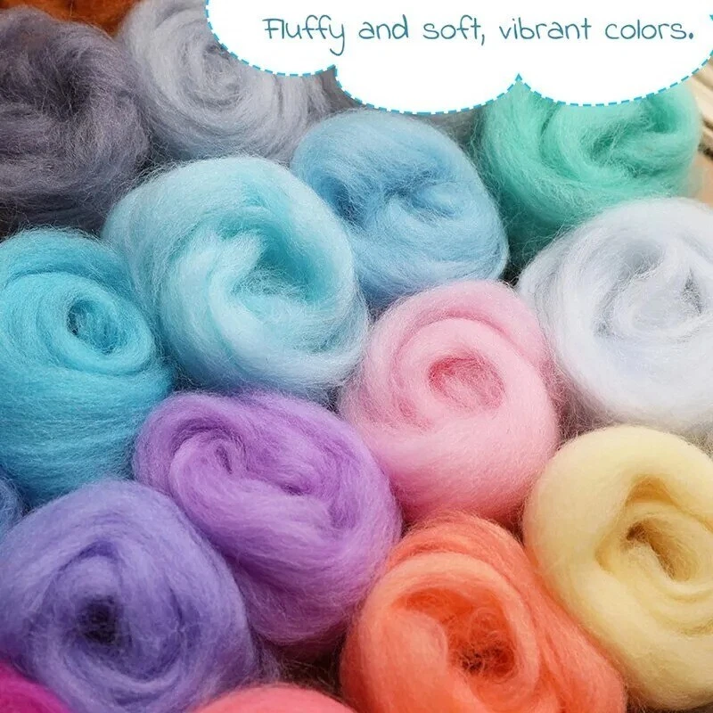 Fibras de lana itinerantes de 50 g/100 g, materiales de fieltro de aguja de lana de fieltro suave de 40 colores Foto 4 de 4