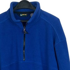 VTG Y2K Eddie Bauer EBTek Men LT Large Tall 1/4 Zip Fleece Pullover Pockets Blue