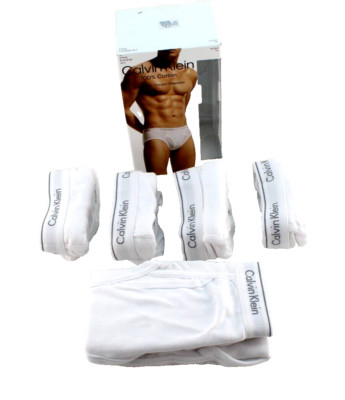 New CALVIN KLEIN 2XL 44-46 White 6-Pack 100% Cotton  Men Hip Briefs MSRP $60