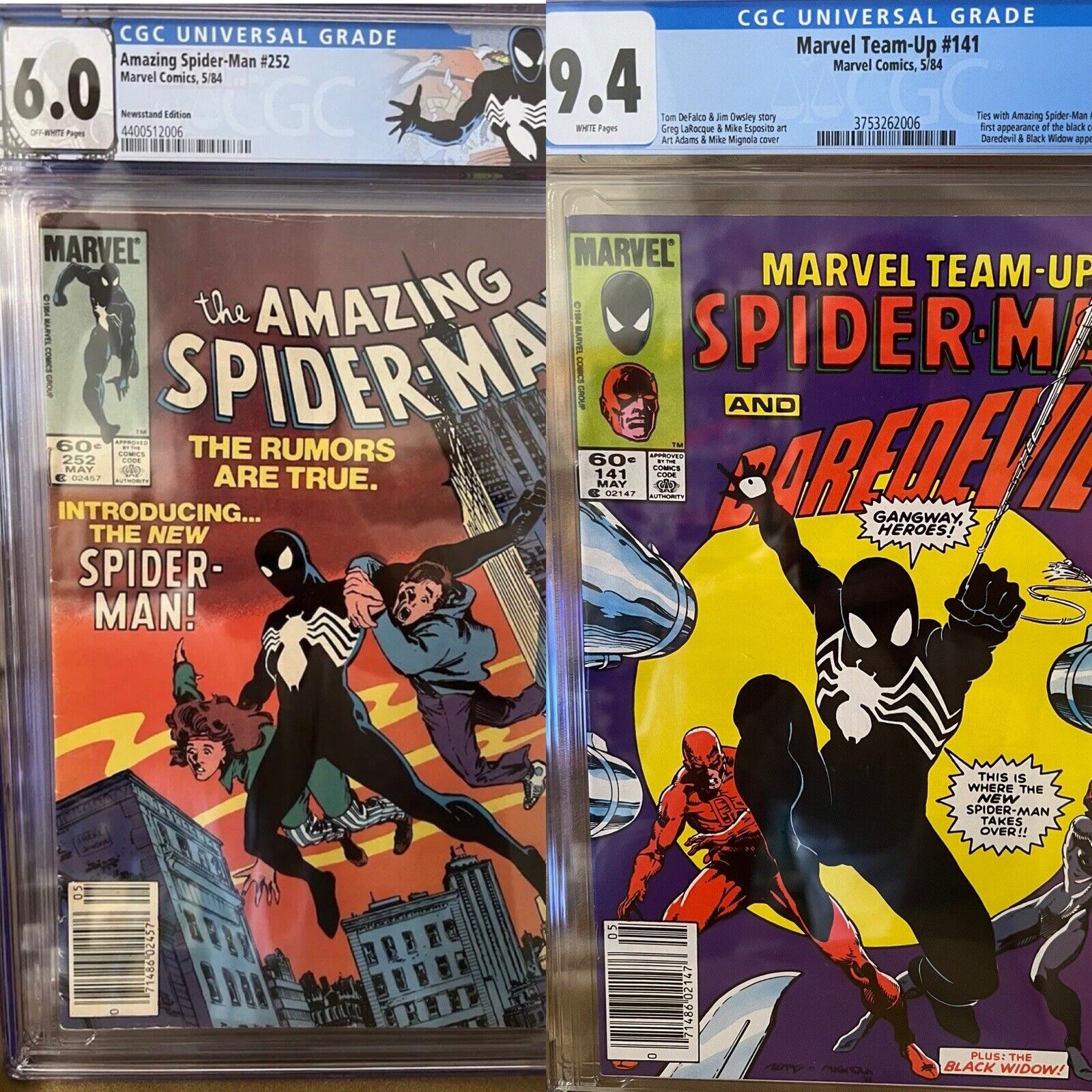 Amazing Spider-Man #252 CGC 6.0 & Marvel Team-Up #141 CGC 9.4Comic Lot Newsstand