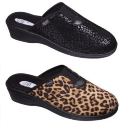 SCHOLL PANTOFOLA ELSA LEOPARDATO/NERO PLANTARE MEMORY CUSHION