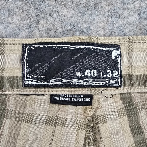 OAKLEY Mens 40x32 Checkered Beige Vintage Wide Pants Tech Utility Multi Pockets - Picture 11 of 19