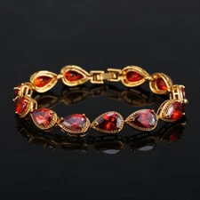 Famous Jewelry Gold Plated Pear Cut Cubic Zircon Bridal Wedding Bracelet Jewelry