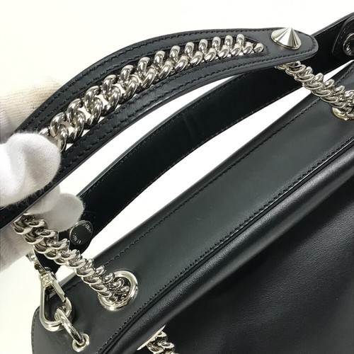 FENDI 8BZ042 Bag to school 2WAY Hand Bag Chain Backpack Leather Black - Picture 10 of 16