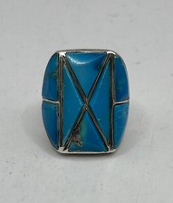 Native American Navajo Turquoise and Sterling Silver Ring Size 5