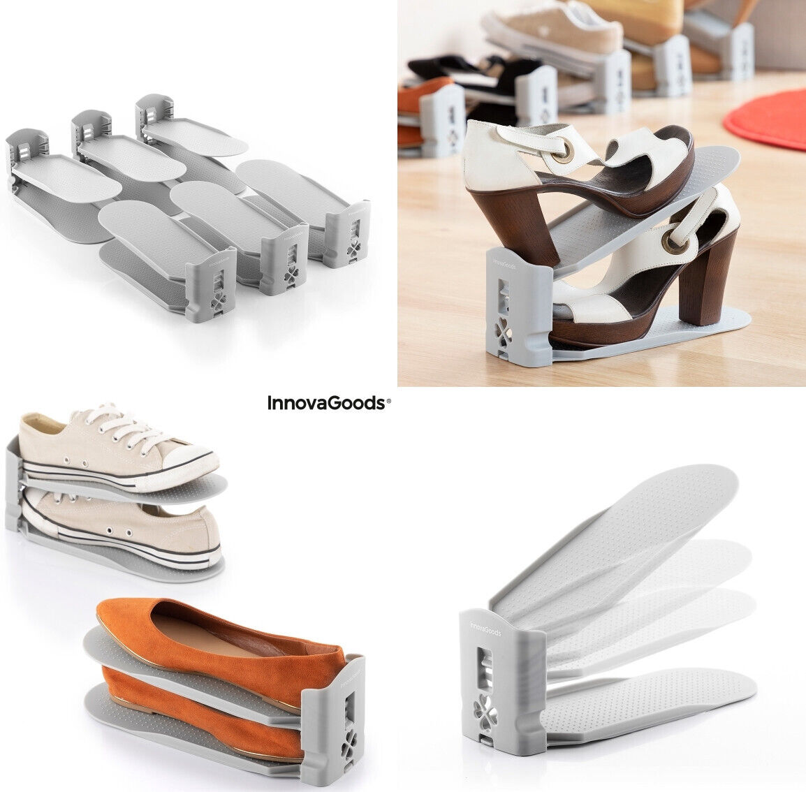Organizador zapatos calzado 6 pares,regulable altura inclinacion,antideslizante