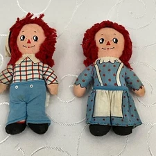 Raggedy Ann & Andy Cloth Dolls Vintage approx. 4.75 "