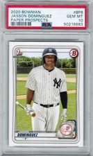 2020 BOWMAN JASSON DOMINGUEZ BP-8 BASE 1ST PAPER PROSPECTS PSA 10 GEM MT YANKEES