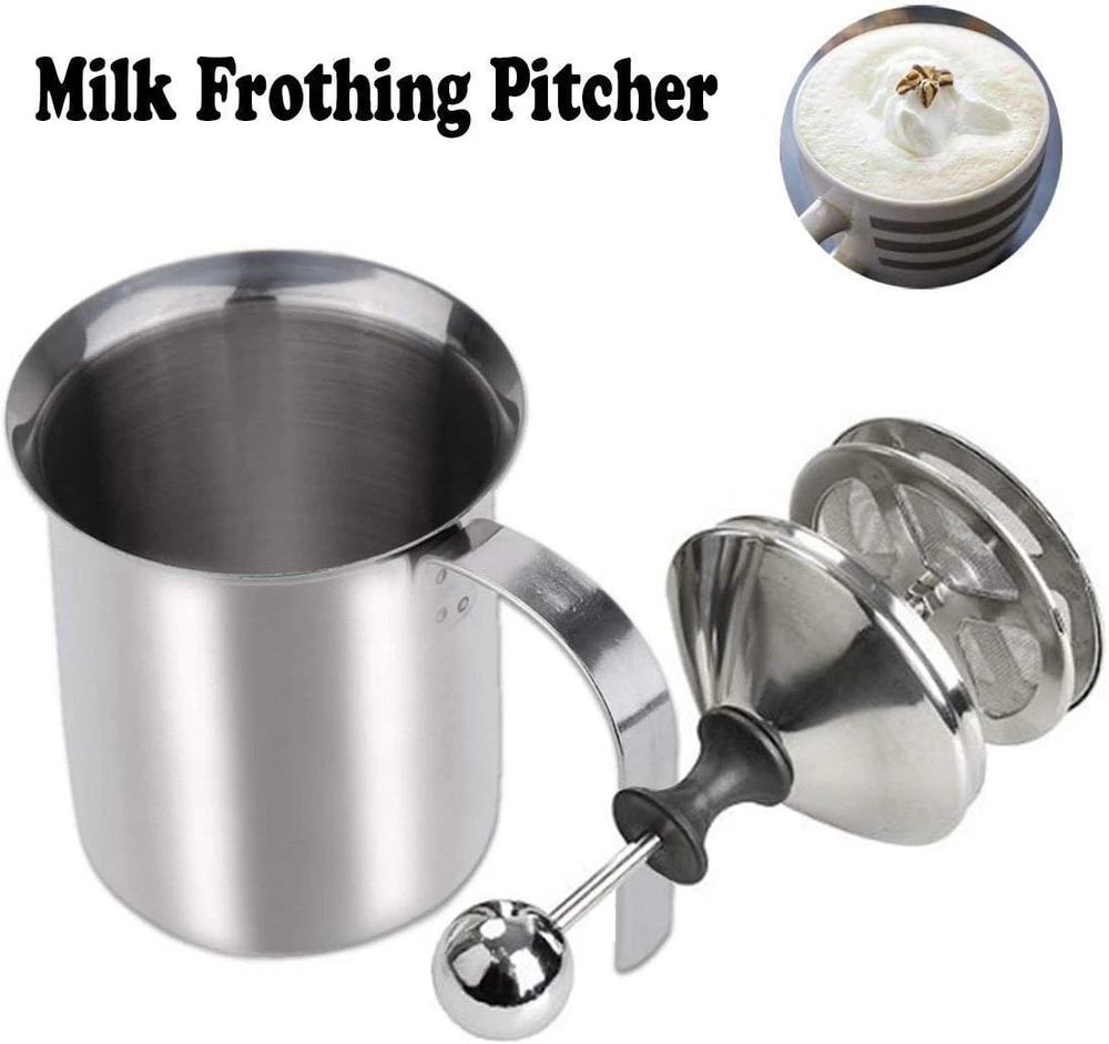 Milk Frother,  Stainless Steel Manual Milk Foamer, Handheld Coffee Milk Frothing