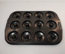 Mini Bagel Donut Macaroon Baking Pan Black Non-Stick 11"x7" Holds 12 Cookies