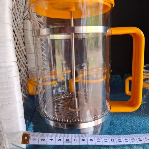 Bodum Bistro French Coffee Press Plunger YELLOW and 6 coffee cup by C Jorgensen - Picture 5 of 13