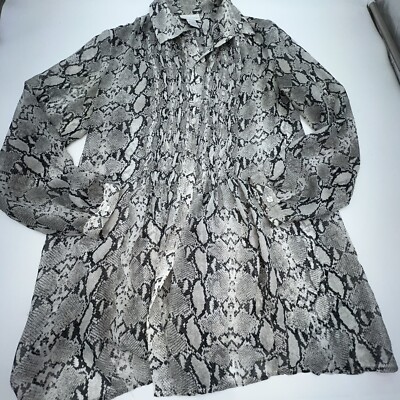 Soft Surroundings Sheer Snake Print Button Up Blouse Size Small