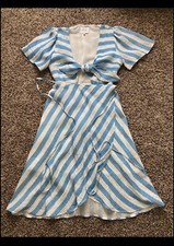NWOT Woman J.O.A Cut Out Striped Lined Wrap Dress Size M