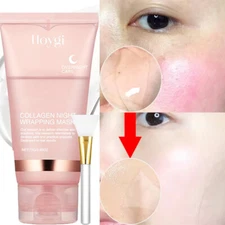 Collagen Night Wrapping Mask, Overnight Peel Off Hydrolyzed Collagen Facial Mask