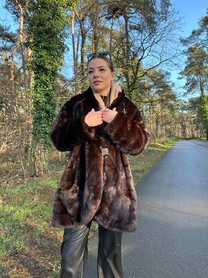 Brown Fur Coat, XL Size, Warm and Soft Natural Brown Fur, Heavy