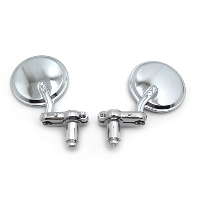 Pair Chrome Foldable Universal Motorcycle Round 7/8'' Handle Bar End Side Mirrors