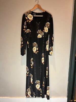 Vintage 70er Jahre Abendkleid mit Blumenblüten - Gr. 16 
