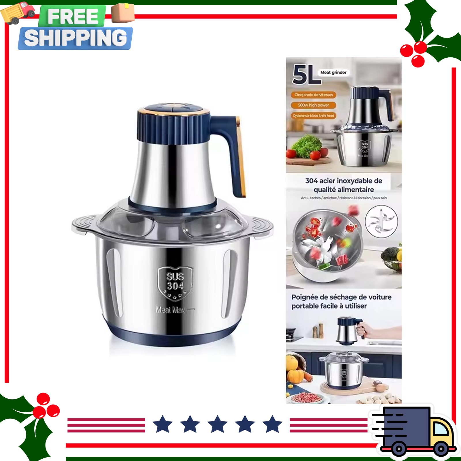 5L Multifunctional Meat Grinder Machine Household Large Capacity Food Processors