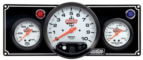Quickcar 2 Gauge BLACK Panel OP WT Tachometer IMCA Sportmod Mod Gauges Tach TWO - Foto 1 di 1