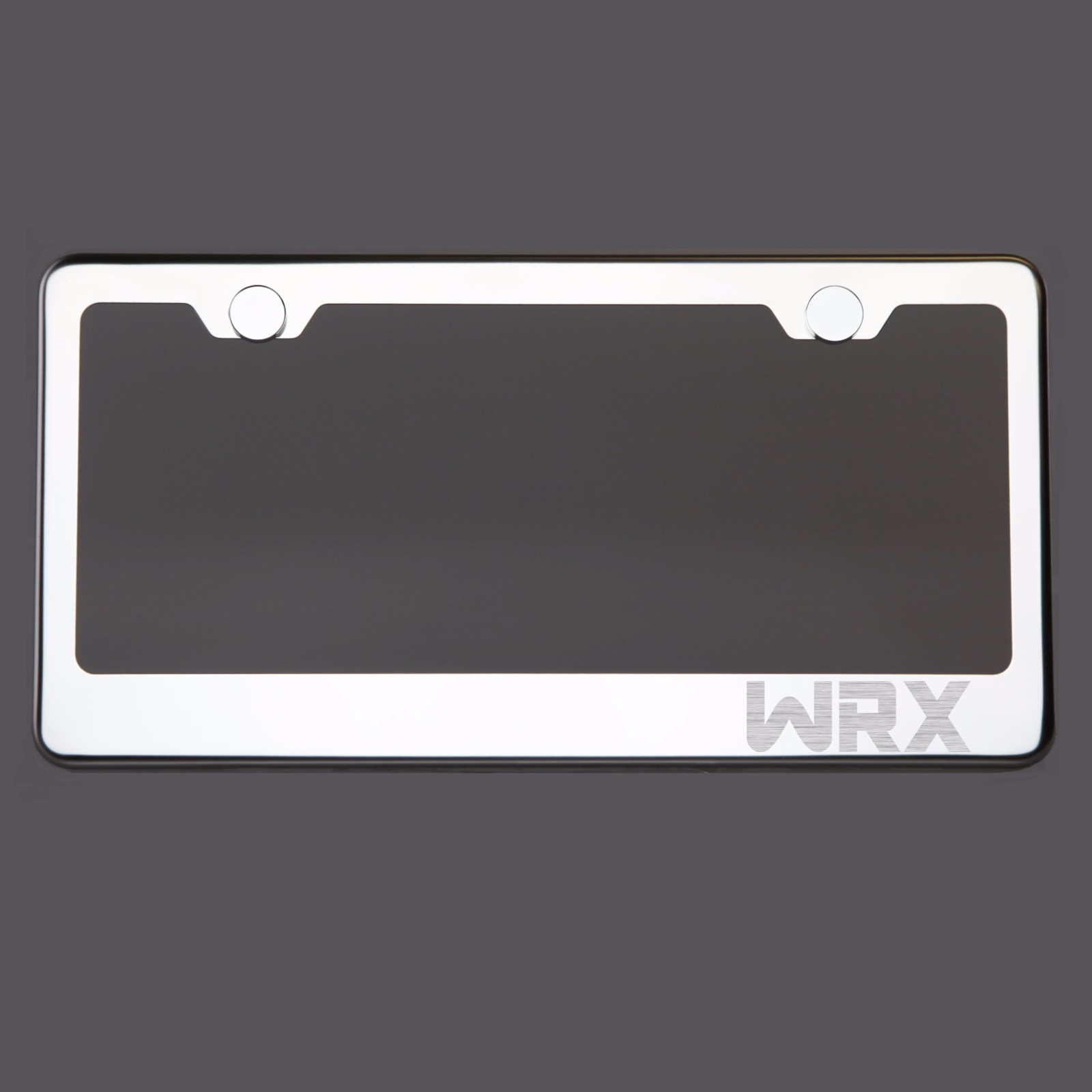 Mirror Chrome License Plate Frame WRX Laser Engraved Metal Screw Cap