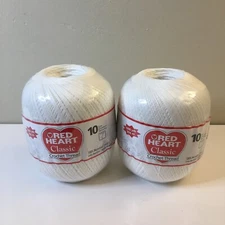 2 Red Heart Classic Crochet Thread Sz 10-White 0201 M914 1000 yards Article 139
