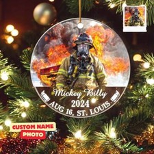 Personalized Firefighter Christmas Ornament for Fireman, Firefighter Ornament