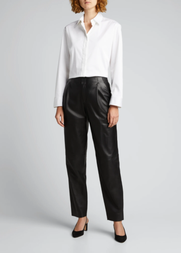 Authentic New $1195 VINCE Black Leather Pants Size 0