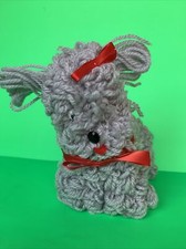 Vintage Gray Yarn Puppy Dog Wire Frame, One Of Kind Handmade