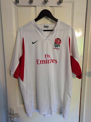 England Nike White Rugby Shirt / Fly Emirates Sponsor Size XL