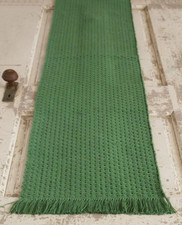 NEW Farmhouse GREEN TABLE RUNNER Woven 72" x 14.5" Holiday Cotton XL Fringed