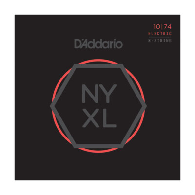 D'Addario NYXL1074 Electric Guitar Strings; 8-String set gauges 10-74