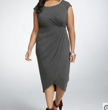 Torrid Gray SHIRRED TULIP MIDI DRESS Size 1 (14-16)