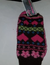 Girls Capelli Brand Brown Pink Hearts Sweater Slipper Boots Size S/M