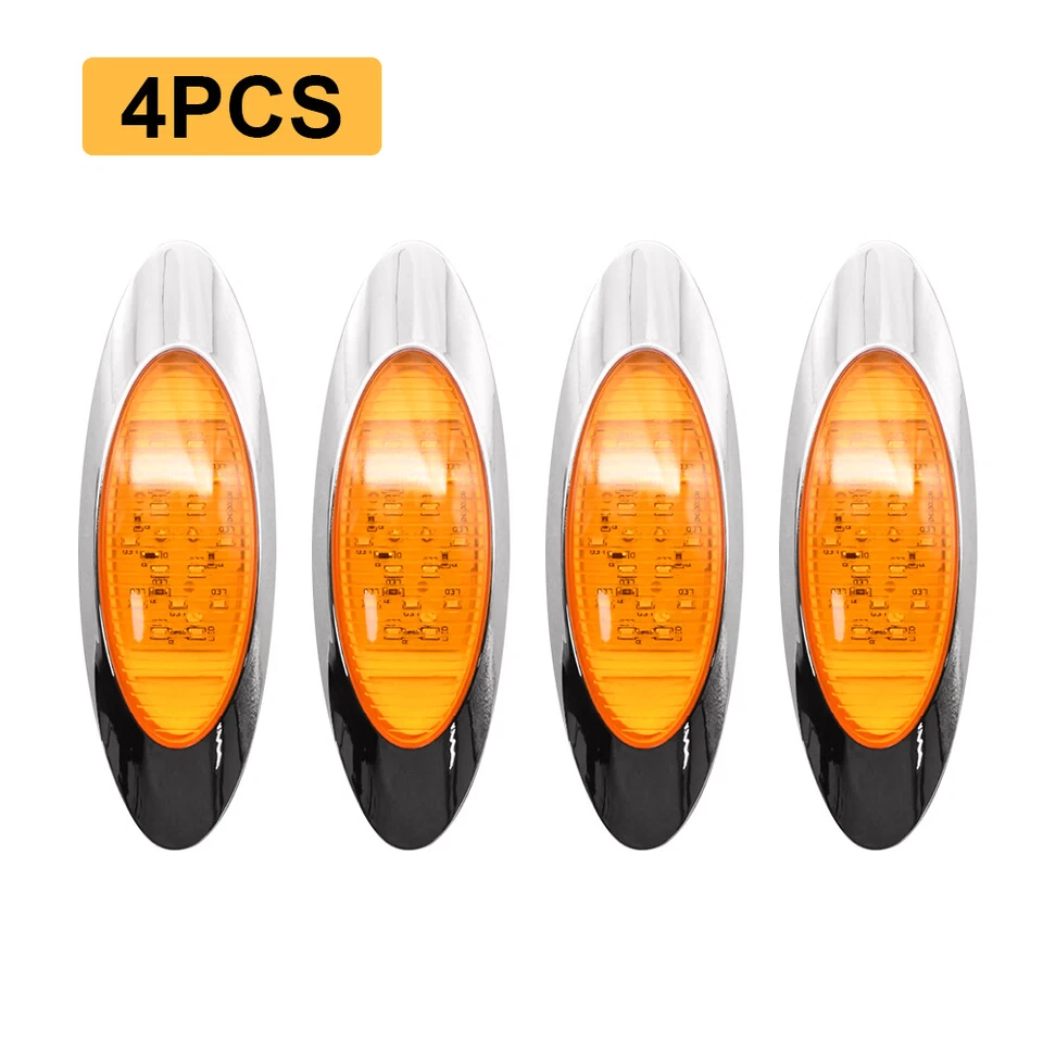 Four Oval Freightliner Trailer Box TrucksSide Marker Lights Amber LED - Image 2 of 4