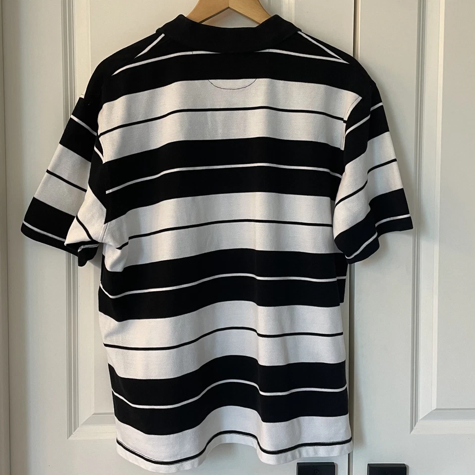 Polo vintage Charlie Brown Y2K grande blanco y negro para hombre talla grande Foto 4 de 4