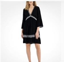 INC International Concepts Black Womens Crochet Trim Babydoll Dress Size XL