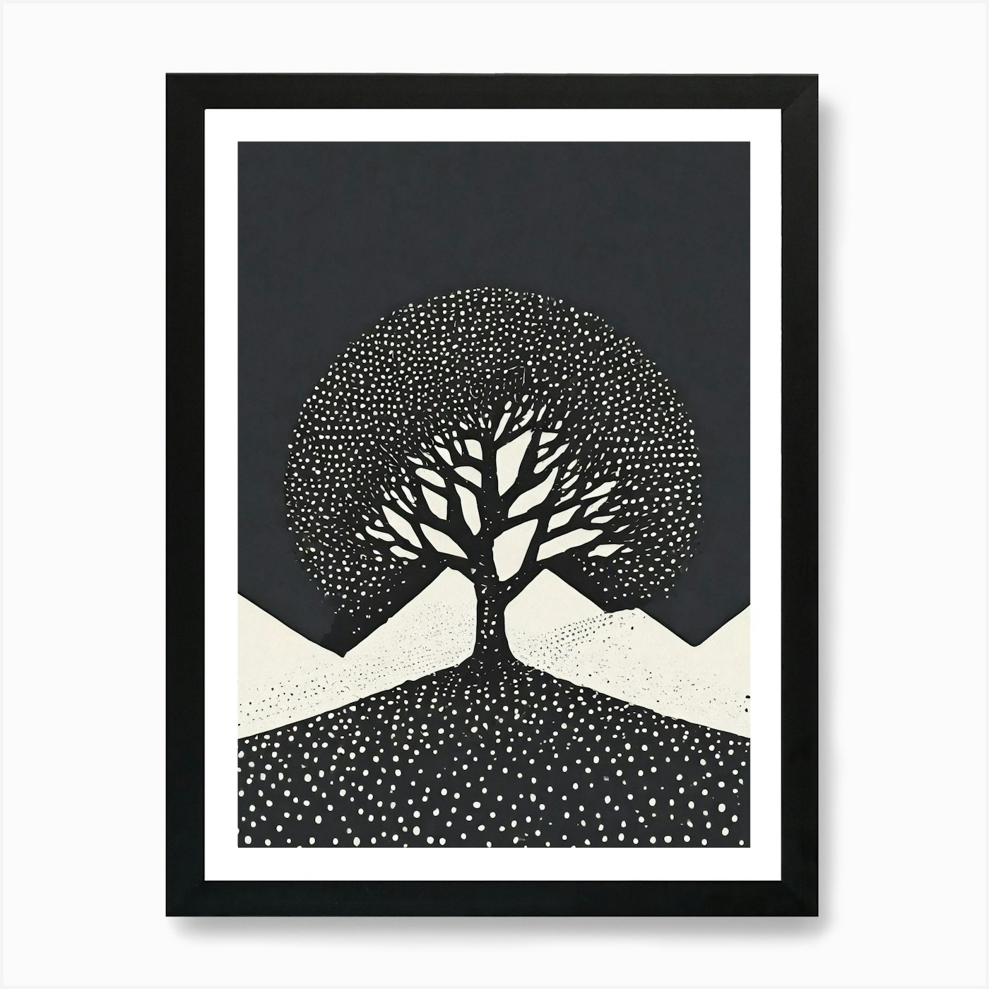 Tree In The Snow Art Print Framed Wall Art Poster Canvas Print Picture