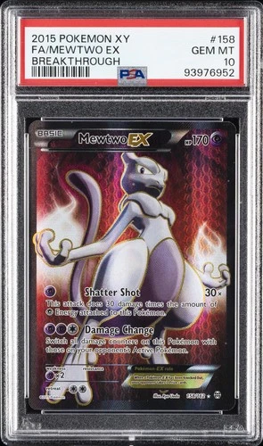2015 POKEMON XY BREAKTHROUGH #158 FULL ART/MEWTWO EX PSA 10